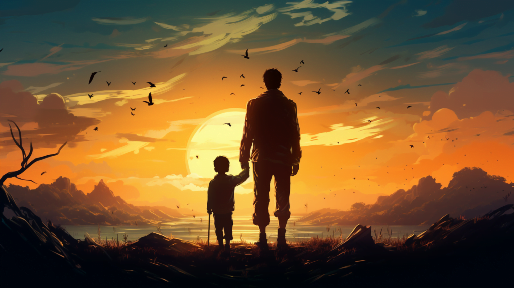 Silhouette of a boy at sunrise indicating the start of his life journey. Things to Teach Your Son
